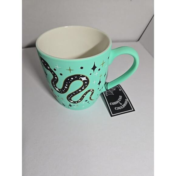 Cobwebs And Cauldron Mug Black Snakes Green Teal Soft Touch Reputation Halloween - Picture 3 of 8